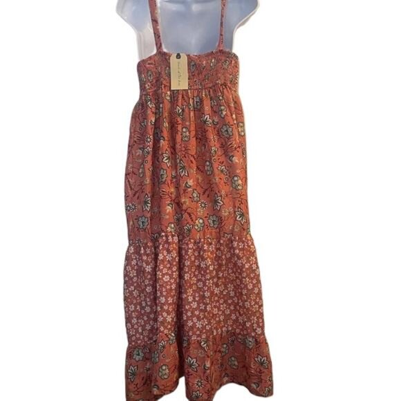 Land of the Free Floral Orange Maxi Dress, Medium - Picture 4 of 5